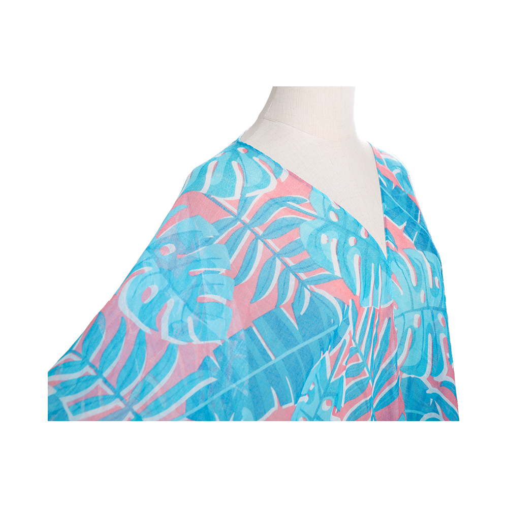 100% voile damesstrandbadpakkimono met bohemien bloemenprint, losse casual resortkleding