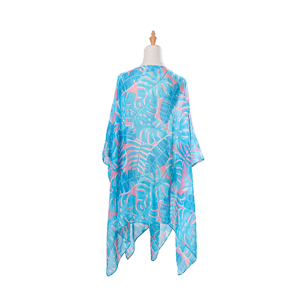 100% voile damesstrandbadpakkimono met bohemien bloemenprint, losse casual resortkleding