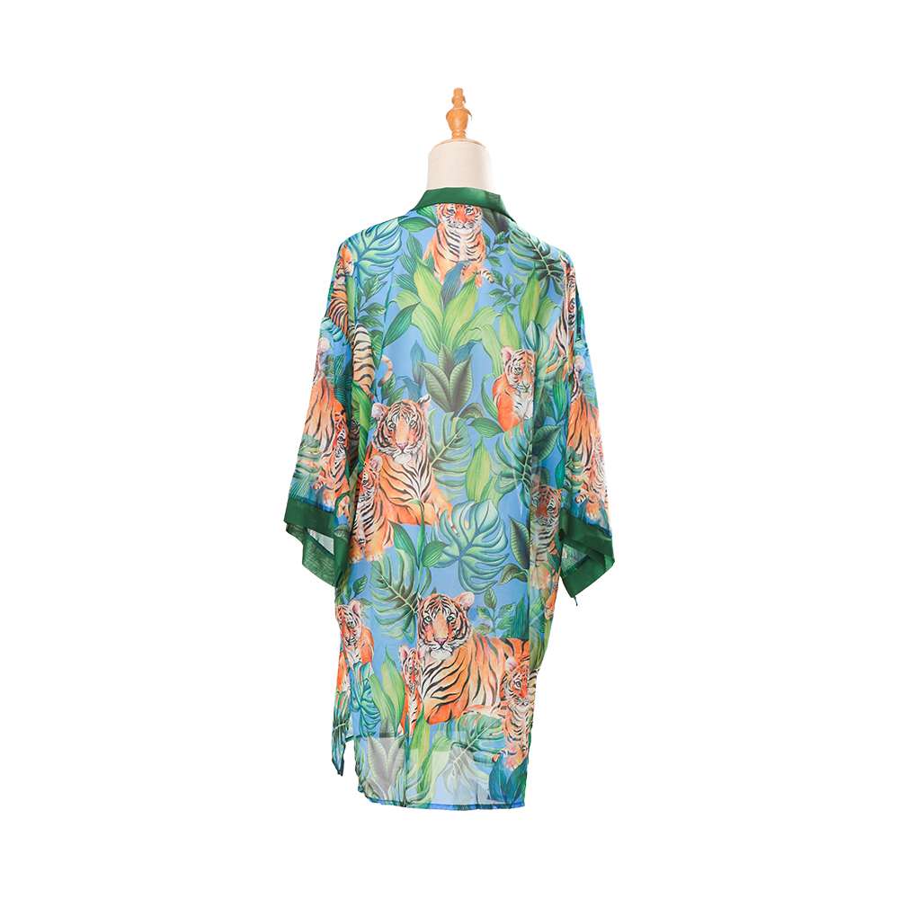 Digitaal bedrukt chiffon dames zomerbikini kimono badpak cover-ups voor badkleding