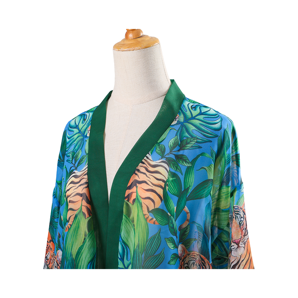 Digitaal bedrukt chiffon dames zomerbikini kimono badpak cover-ups voor badkleding