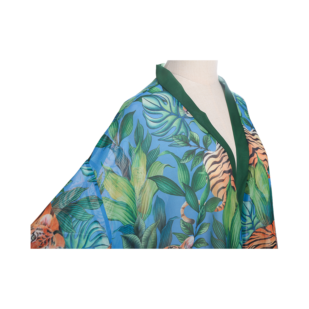 Digitaal bedrukt chiffon dames zomerbikini kimono badpak cover-ups voor badkleding