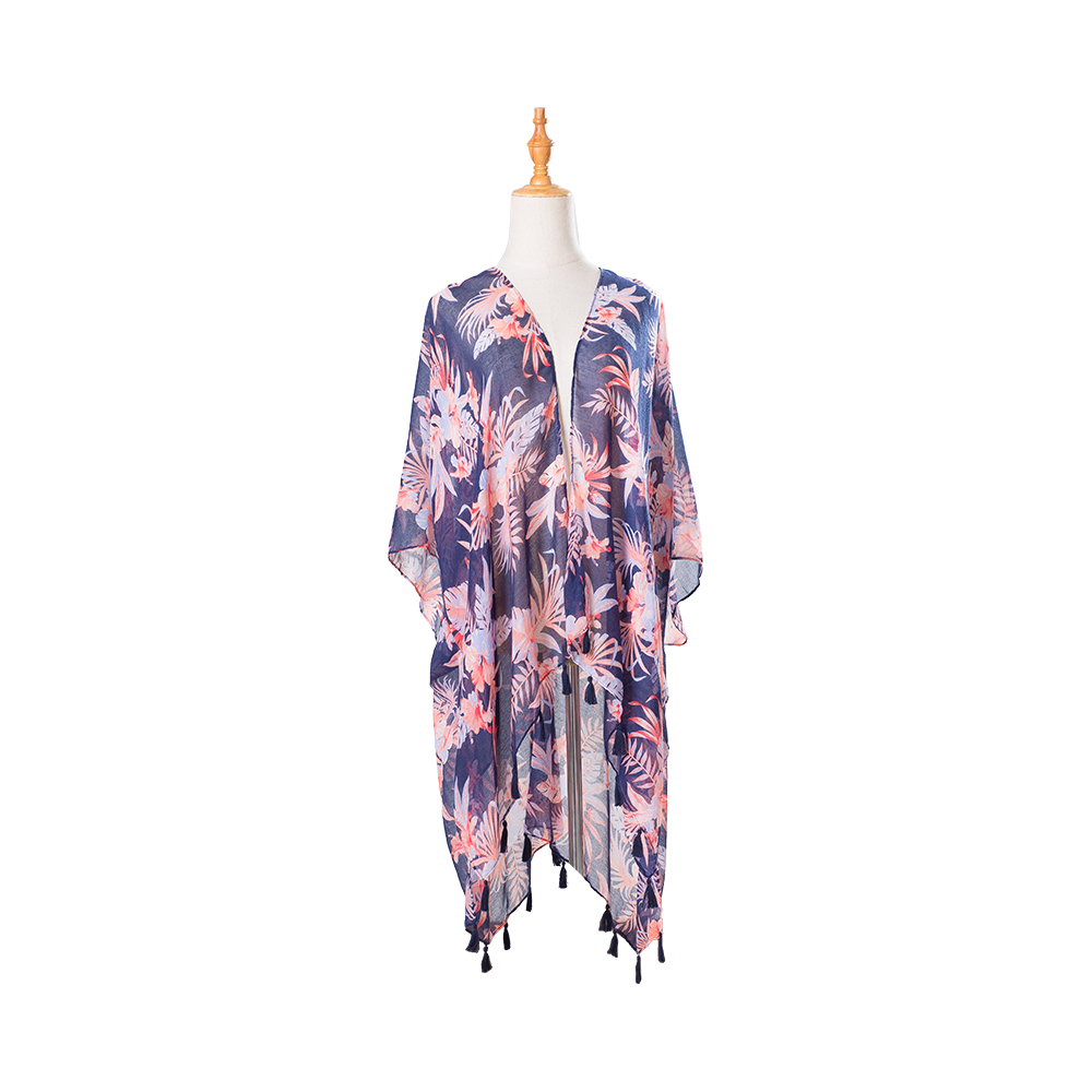 Voile kwastje zomer dunne bloemenprint chiffon elegante sjaals voor dames