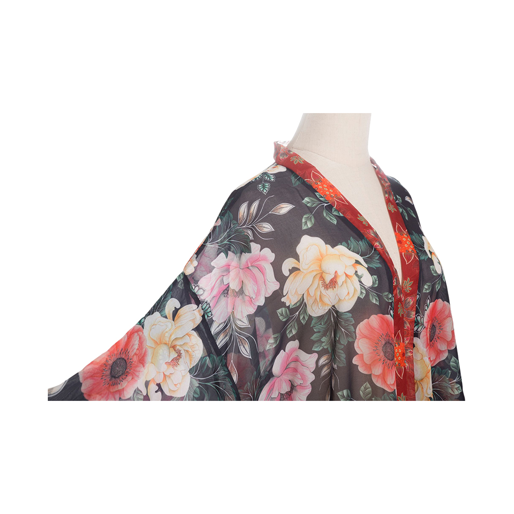 Kimono's voor dames zomerstrand bedekken doorschijnend vest chiffon bloemen bedekken losse casual topblouse