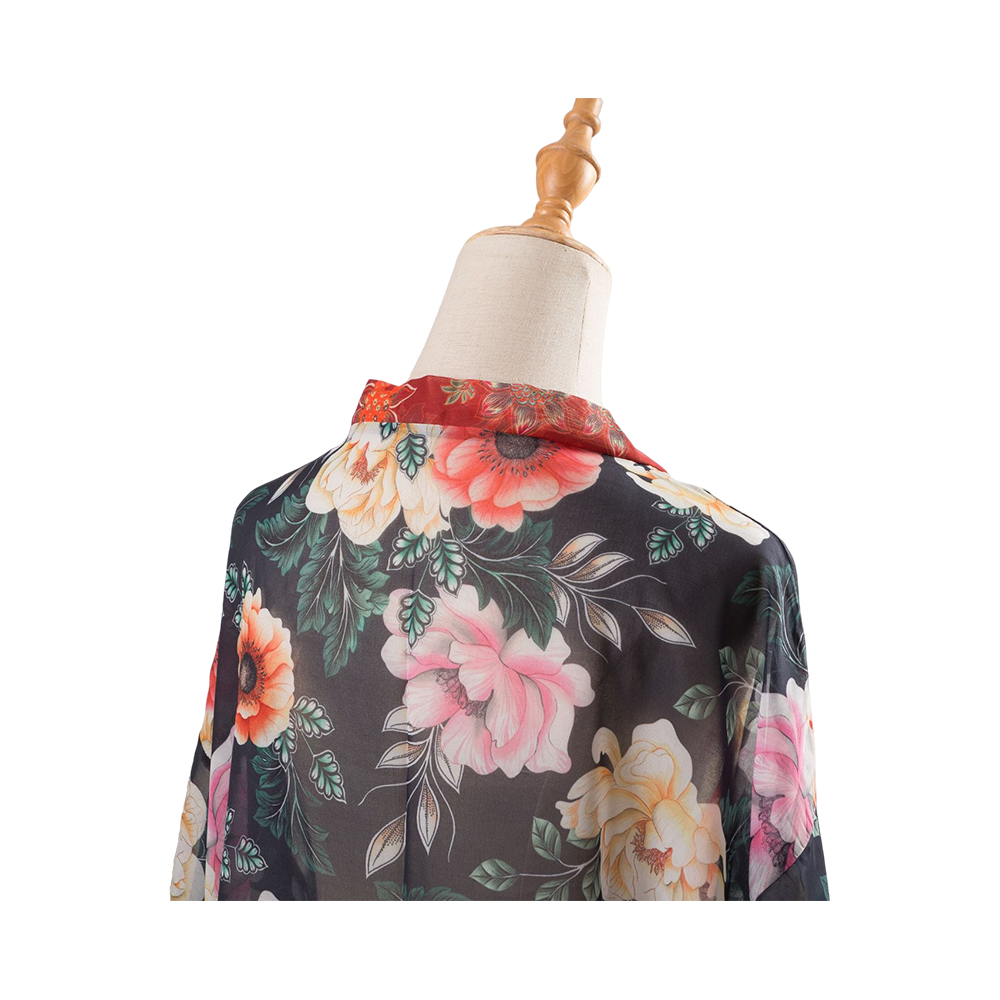 Kimono's voor dames zomerstrand bedekken doorschijnend vest chiffon bloemen bedekken losse casual topblouse