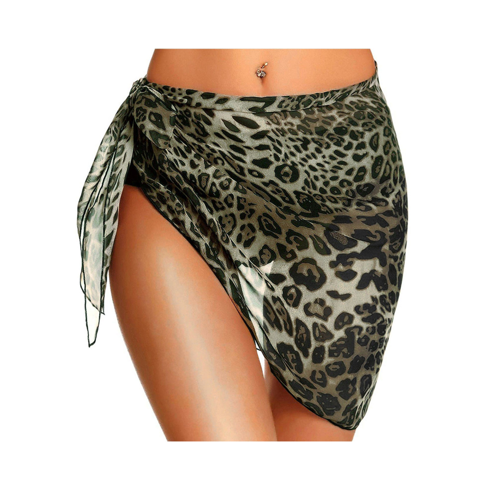 Korte sarongs met luipaardprint, strandomslagdoek, transparante bikiniomslagdoeken, chiffon cover-ups voor badkledingS-3XL