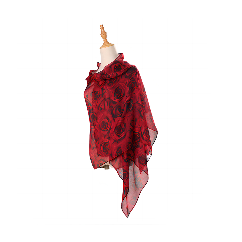 100% polyester voile sjaal voor dames lichtgewicht rozenbloem mode lente herfst winter sjaals omslagdoeken