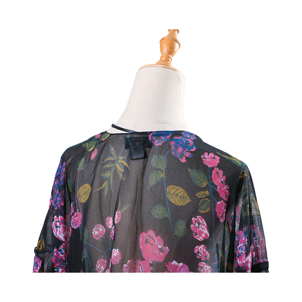 Dames chiffon kimono vest met bloemenprint, losse cover-up casual blousetops